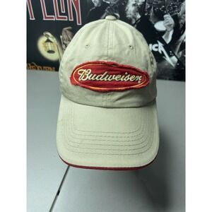 Nascar Dale Earnhardt Jr Cap Hat Mens Strap Back Beige Budweiser Chase Racing‎
